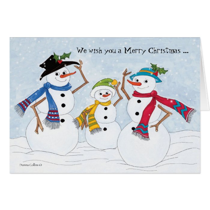 Snowman family Happy New year Cards