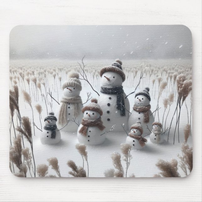 Snowman Family In Country Field Mouse Pad (Front)