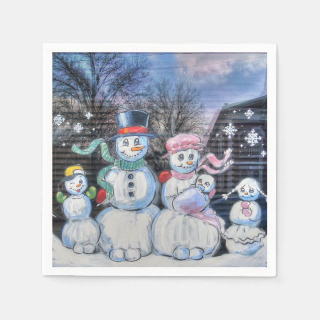 Snowman Family Napkins (Front)