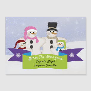 Snowman Family of 4 Magnetic Holiday Card