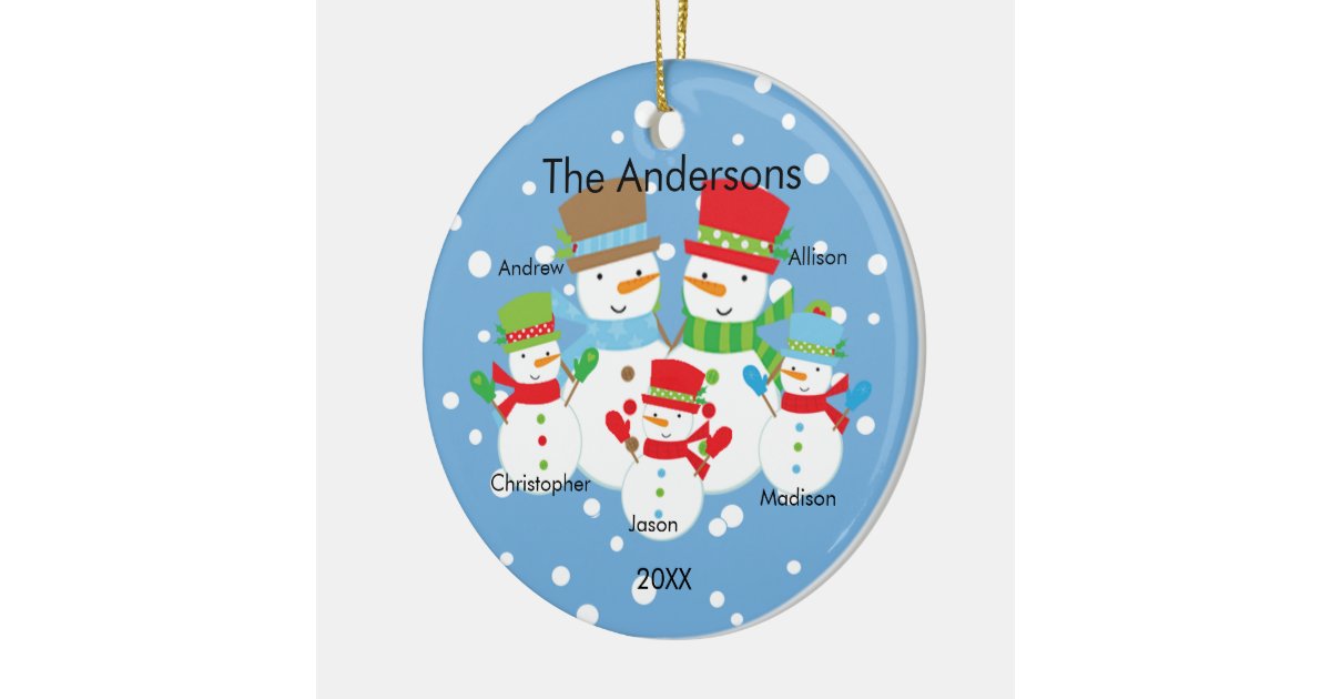 snowman family of 5 christmas ornament cute zazzle snowman family of 5 christmas ornament cute zazzle