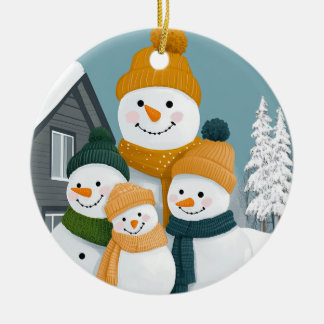 Snowman Family Ornament - Customizeable