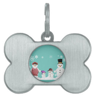 snowman family pet tag
