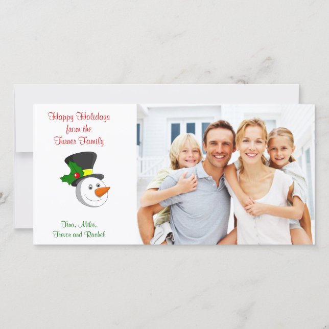 Snowman Family Photo Card (Front)