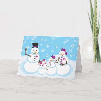 Snowman Family Portrait Christmas Card by AndePandeArt at Zazzle