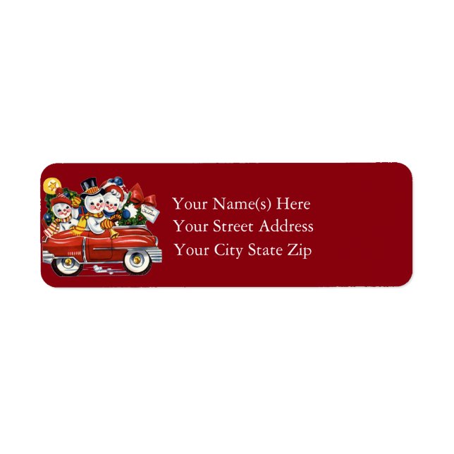 Snowman Family Vintage Christmas Label (Front)