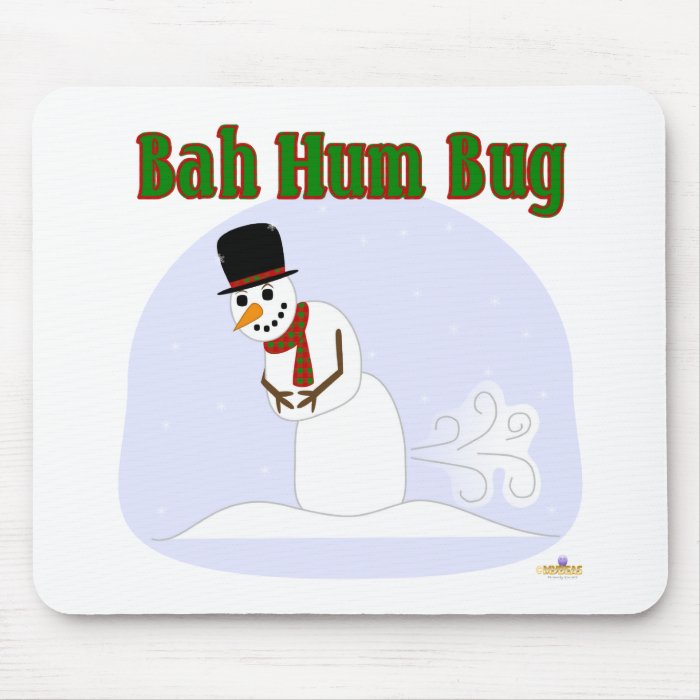 Snowman Farting Bah Hum Bug Green Mouse Pad