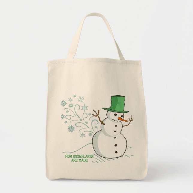 Snowman Farts Snowflakes Tote Bag (Front)