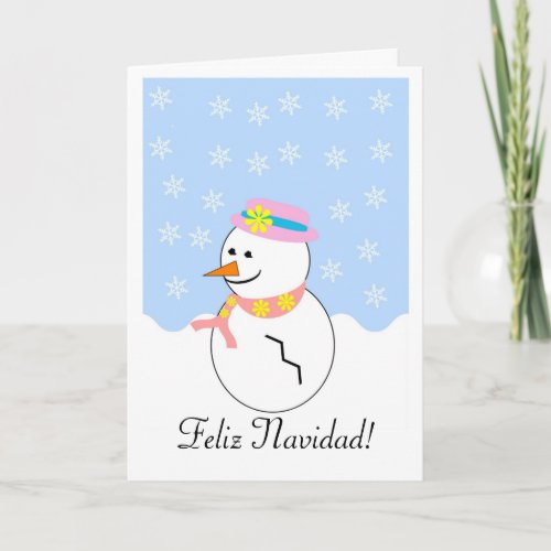 Snowman Feliz Navidad Spanish Christmas Card