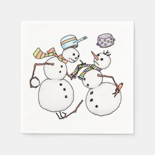 Snowman fight napkins