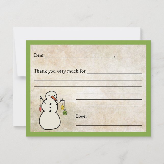 Snowman Fill in the blank thank you note / holiday (Front)