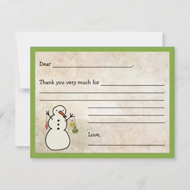 Snowman Fill in the blank thank you note / holiday Card | Zazzle