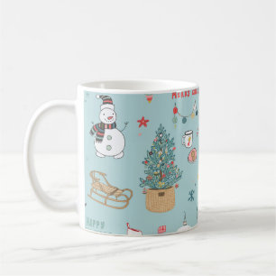 Snowman Fir-Tree Christmas Wrapping Pattern Coffee Mug