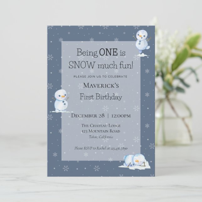 Snowman First Birthday Invitation (Standing Front)