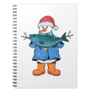 Snowman Fisherman Christmas 2026 Holiday Fishing Notebook
