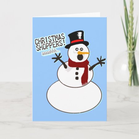 Snowman Flees Christmas Shoppers Holiday Card