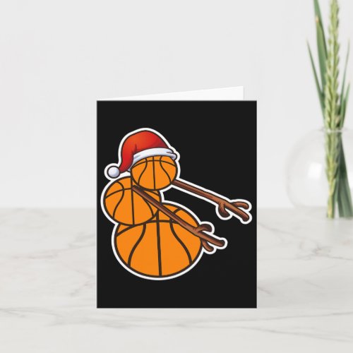 Snowman Floss Basketball Christmas Xmas Pajama Tee Card