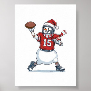 Snowman Football Player Christmas 2026 Holiday Poster