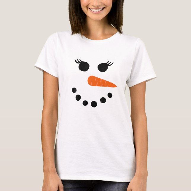 Snowman For Women Eyelashes Glasses Christmas Wint T-Shirt (Front)