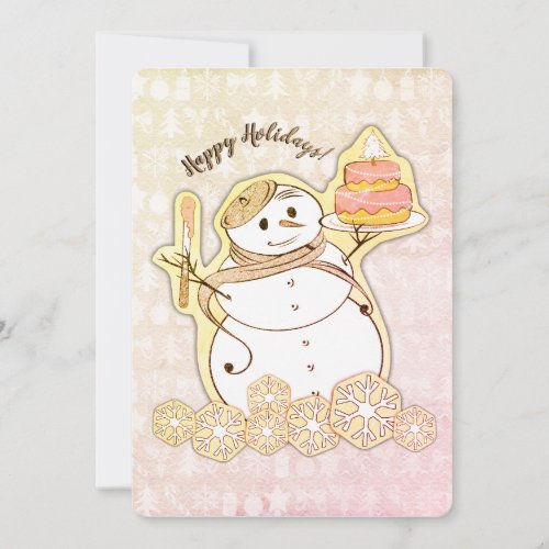 Snowman French bakery cake Christmas card