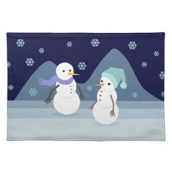 Snowman Friends Cloth Placemat by Middlemind at Zazzle