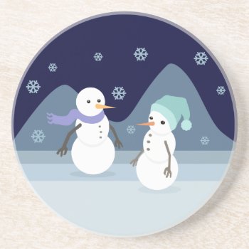 Snowman Friends Coaster by Middlemind at Zazzle