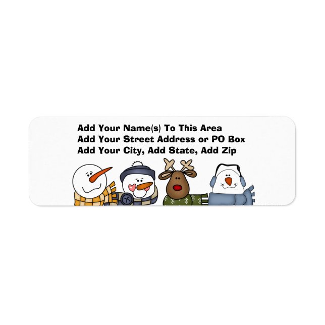 Snowman Friends Personalized Return Address Labels (Front)