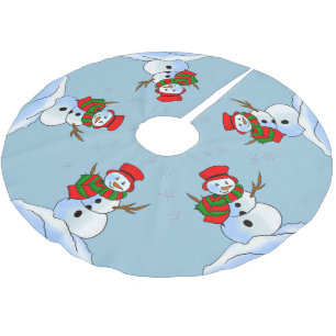 Snowman frosty Christmas Brushed Polyester Tree Skirt