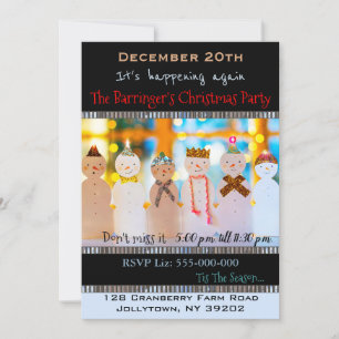 Snowman Fun Elegant Christmas Party Invitation