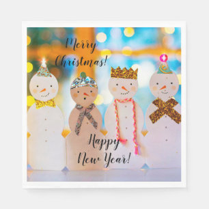 Snowman Fun Elegant Christmas Party Napkins