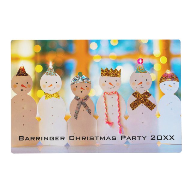 Snowman Fun Elegant Christmas Party Placemat (Front)