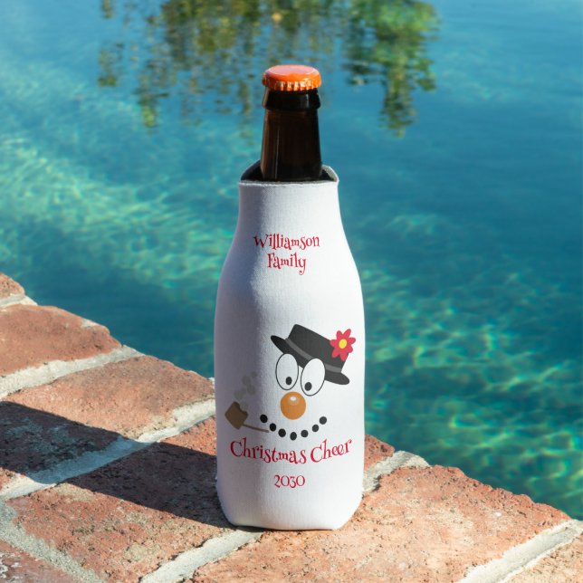 Snowman Funny Face Cute Novelty Christmas Bottle Cooler (In Situ Pool)
