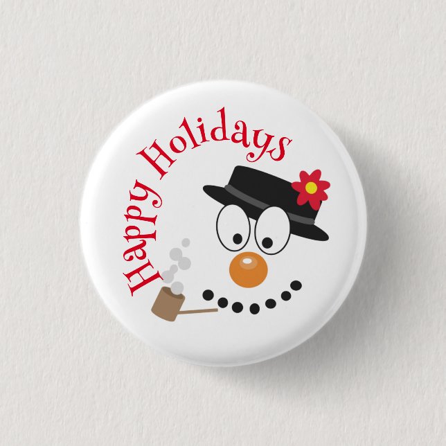 Snowman Funny Face Cute Novelty Christmas Button (Front)