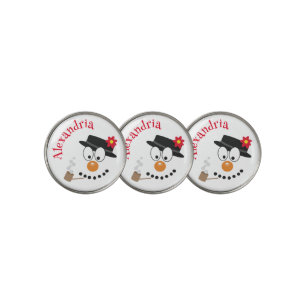 Snowman Funny Face Cute Novelty Christmas Golf Ball Marker