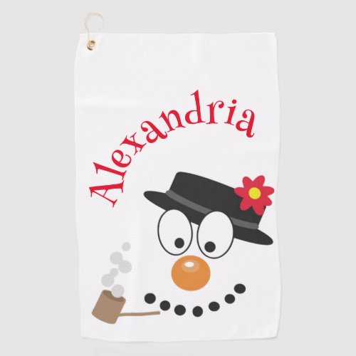 Snowman Funny Face Cute Novelty Christmas Golf Towel