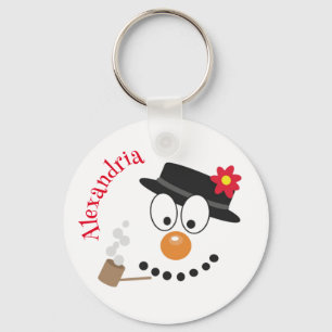 Snowman Funny Face Cute Novelty Christmas Keychain