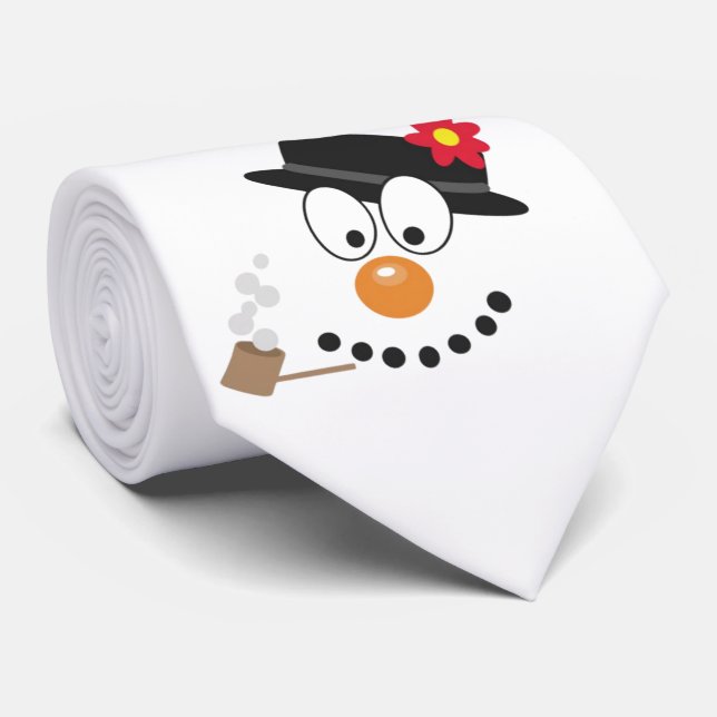 Snowman Funny Face Cute Novelty Christmas Neck Tie (Rolled)