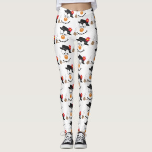 Snowman Funny Face Cute Novelty Christmas Pattern Leggings