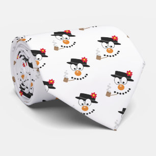 Snowman Funny Face Cute Novelty Christmas Pattern Neck Tie