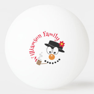 Snowman Funny Face Cute Novelty Christmas Ping Pong Ball