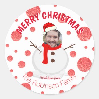 Snowman Funny Photo Face Red White Personalized