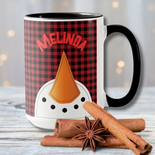  Snowman Funny Plaid Personalized Holiday Country Mug