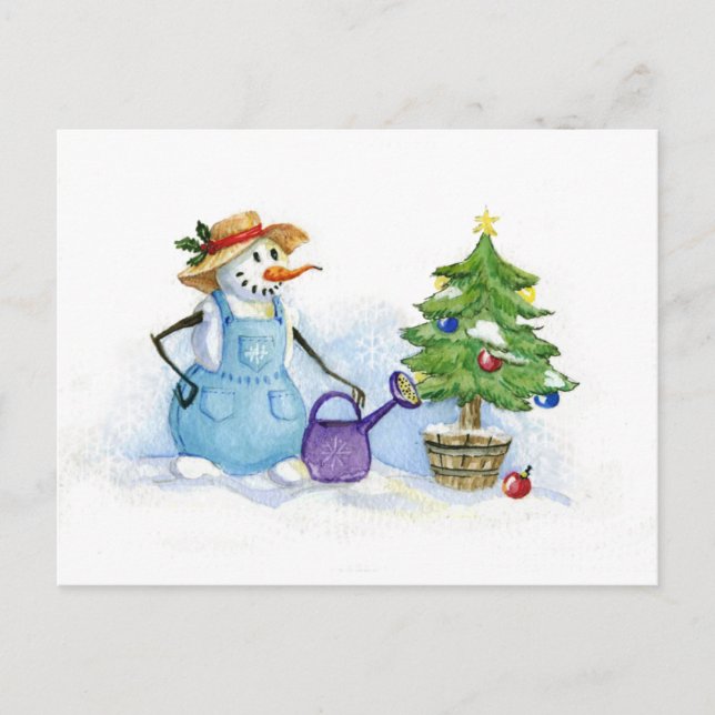 Snowman gardener postcard (Front)