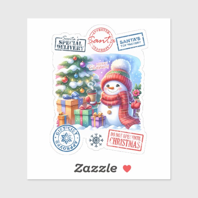 Snowman Gift Christmas Sticker (Sheet)