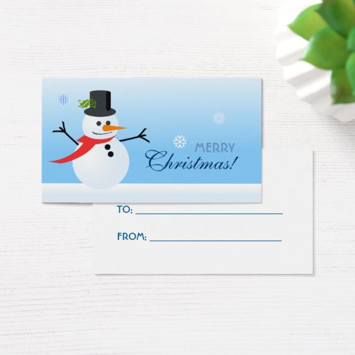 Customizable Snowman Gift Tag Business Card
