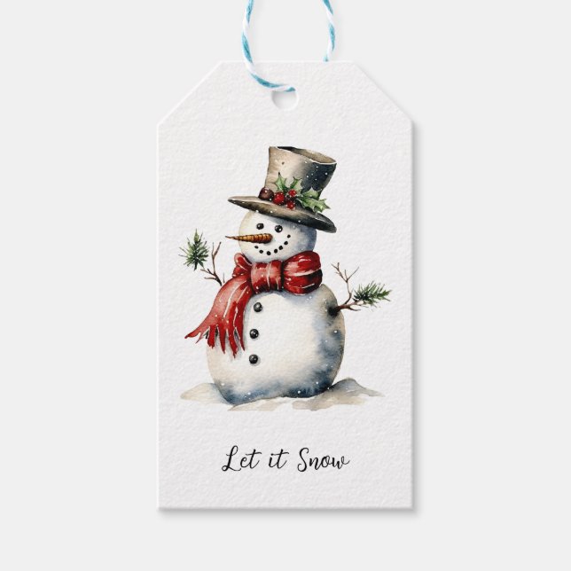 Snowman Gift Tag Editable (Front)