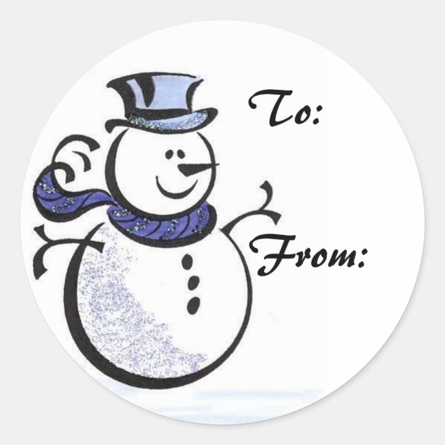 Snowman Gift Tag Sticker (Front)