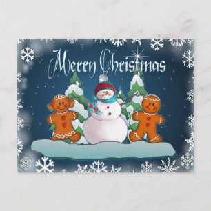 SNOWMAN & GINGERBREAD KIDS by SHARON SHARPE Postcard