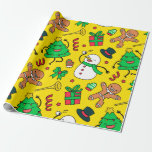 Snowman Gingerbread Man Christmas Trees Wrapping Paper