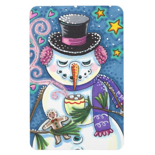 SNOWMAN GINGERBREAD MAN  MUG OF HOT CHOCOLATE MAGNET